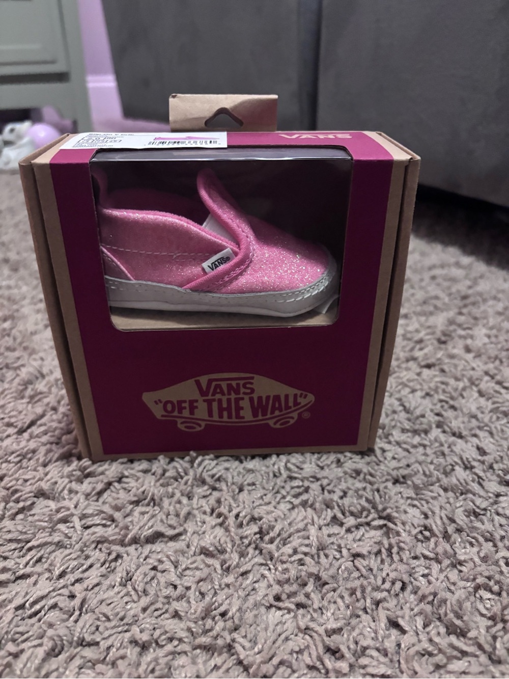 Vans Kids Pink Glitter Slip-On Shoe